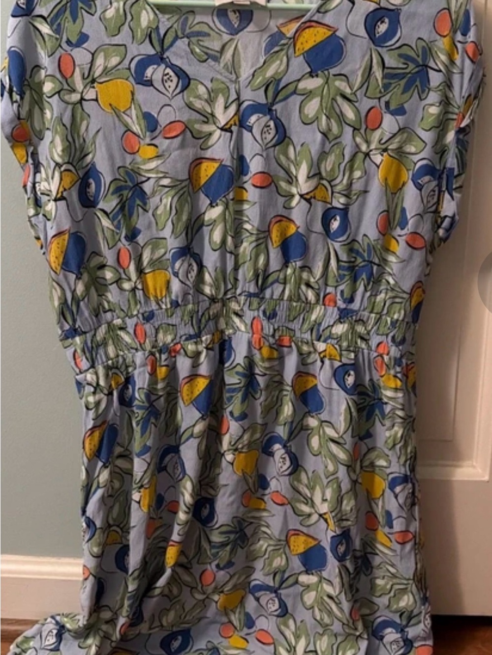 Blue loft Fruit Print Elastic Waist Dress large